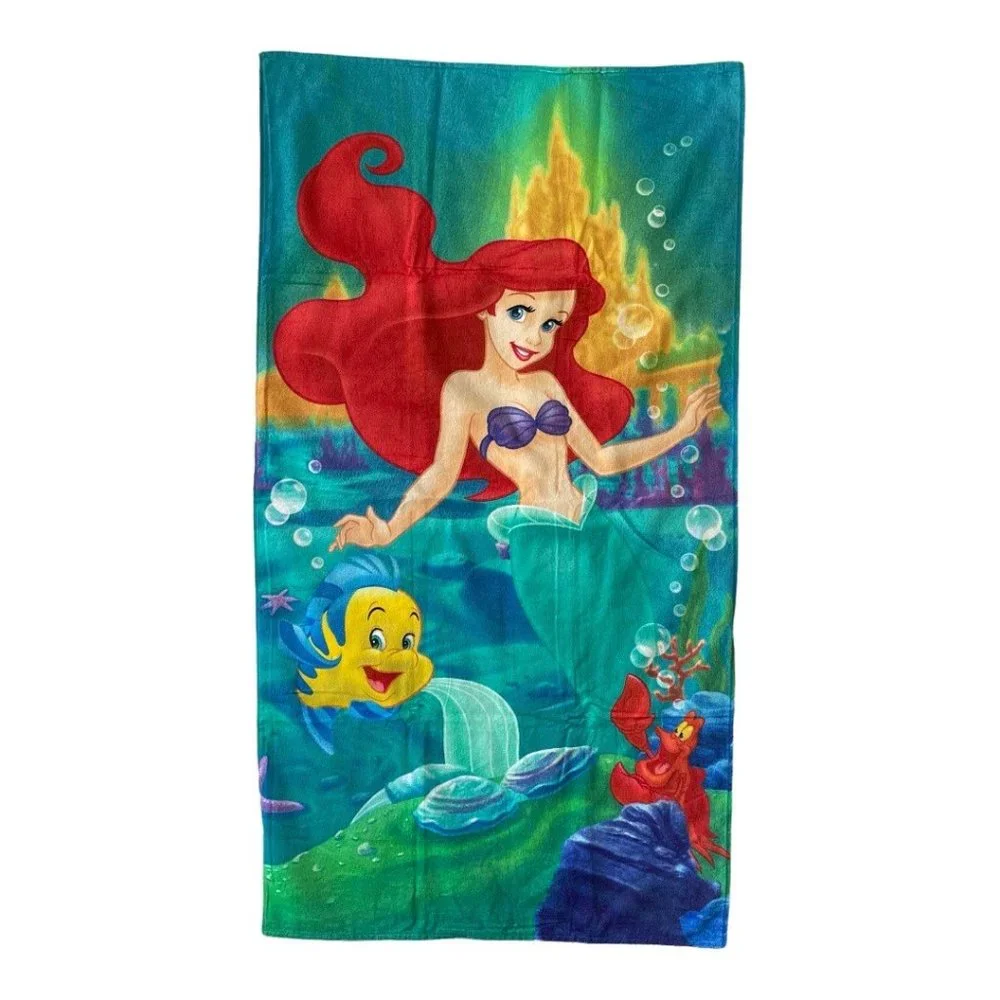 Disney Parks Little Mermaid Ariel Flounder Sebastian Beach Towel